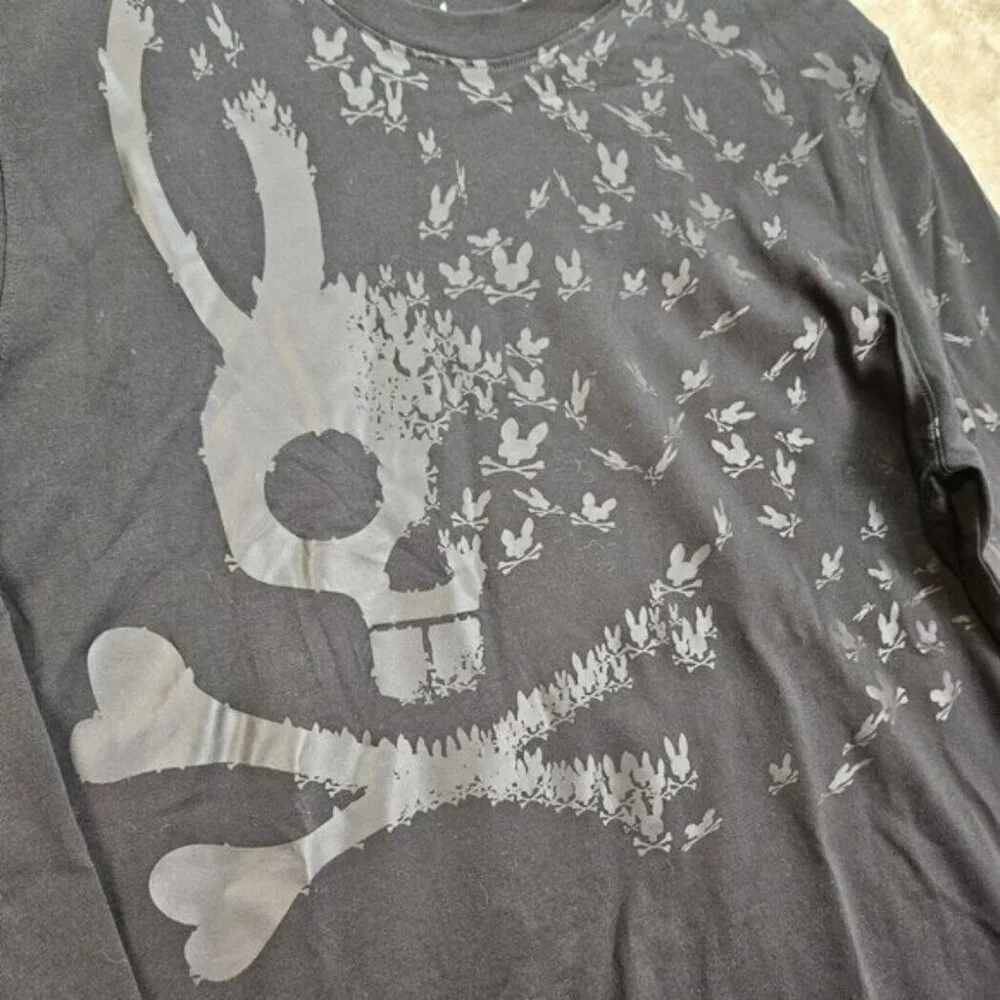 Psycho Bunny Shirt 100% Pima Cotton Long Sleeve Big Logo Graphic Print Mens Sz 4 - Picture 7 of 10